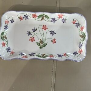 Floral Rectangular Ceramic Tray